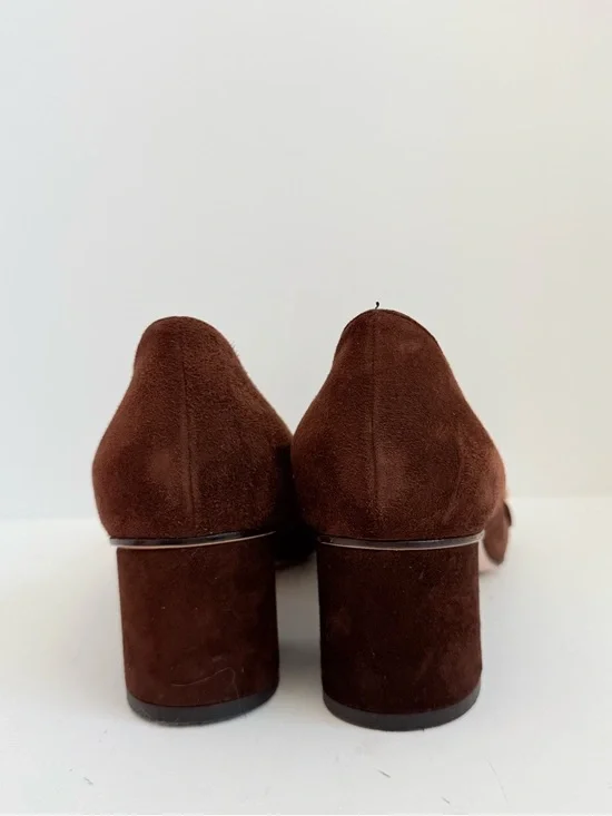 Gucci Dark Chocolate Brown Marmont GG fringe 55mm block heel Loafer pumps EU38.5 - Picture 6 of 11